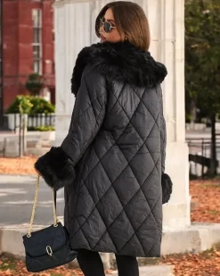 Online Damska pikowana kurtka zimowa Kurtki / Marynarki / Płaszcze