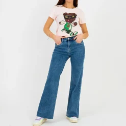 Online Damska różowa koszulka z nadrukiem Bluzki / Koszule / Koszulki