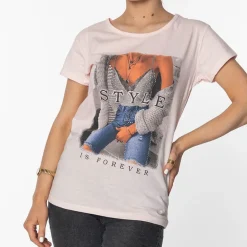 Hot Damska różowa koszulka z nadrukiem Bluzki / Koszule / Koszulki