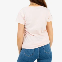 Online Damska różowa koszulka z kolorowym printem Bluzki / Koszule / Koszulki