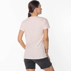 Online Damska różowa koszulka z nadrukiem Bluzki / Koszule / Koszulki