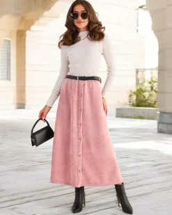 Outlet Damska spódnica midi z ozdobnymi guzikami Spódnice