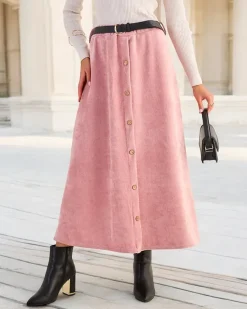 Outlet Damska spódnica midi z ozdobnymi guzikami Spódnice