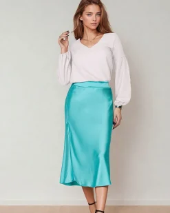 New Damska spódnica midi a'la satynowa Spódnice