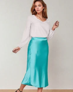 New Damska spódnica midi a'la satynowa Spódnice