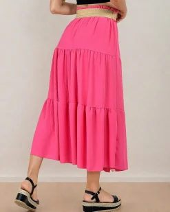 Outlet Damska spódnica midi z paskiem Spódnice