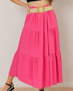 Outlet Damska spódnica midi z paskiem Spódnice