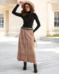 Outlet Damska spódnica midi z ozdobnymi guzikami Spódnice