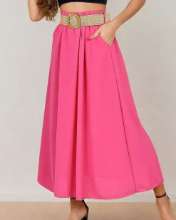 Outlet Damska spódnica midi z paskiem Spódnice