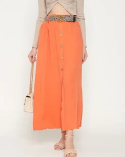 Damska spódnica midi pomarańczowa Spódnice