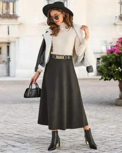 Damska spódnica midi a' la zamszowa Spódnice