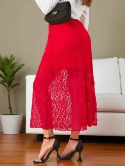 Outlet Damska spódnica midi z koronką Spódnice