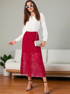 New Damska spódnica midi z koronką Spódnice