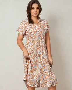 Sale Damska sukienka midi w kwiaty Sukienki Letnie|Sukienki Długie