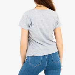 Sale Damska szara koszulka z kolorowym printem Bluzki / Koszule / Koszulki