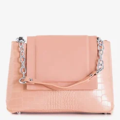 Outlet Damska torebka ze zwierzęcym tłoczeniem w kolorze nude Damskie Małe Torebki