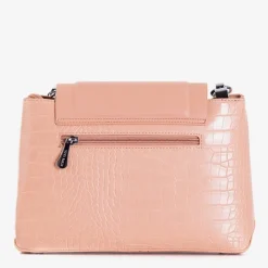 Outlet Damska torebka ze zwierzęcym tłoczeniem w kolorze nude Damskie Małe Torebki