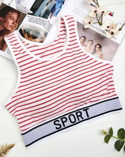 Discount Damski biustonosz sportowy w paski Sportowe