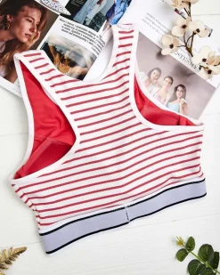 Discount Damski biustonosz sportowy w paski Sportowe