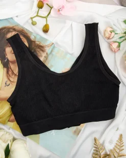 New Damski biustonosz sportowy prążkowany Sportowe