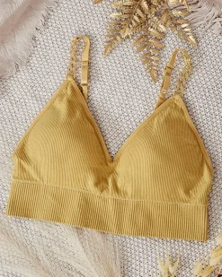 Sale Damski biustonosz prążkowany z ozdobnymi ramiączkami Codzienne