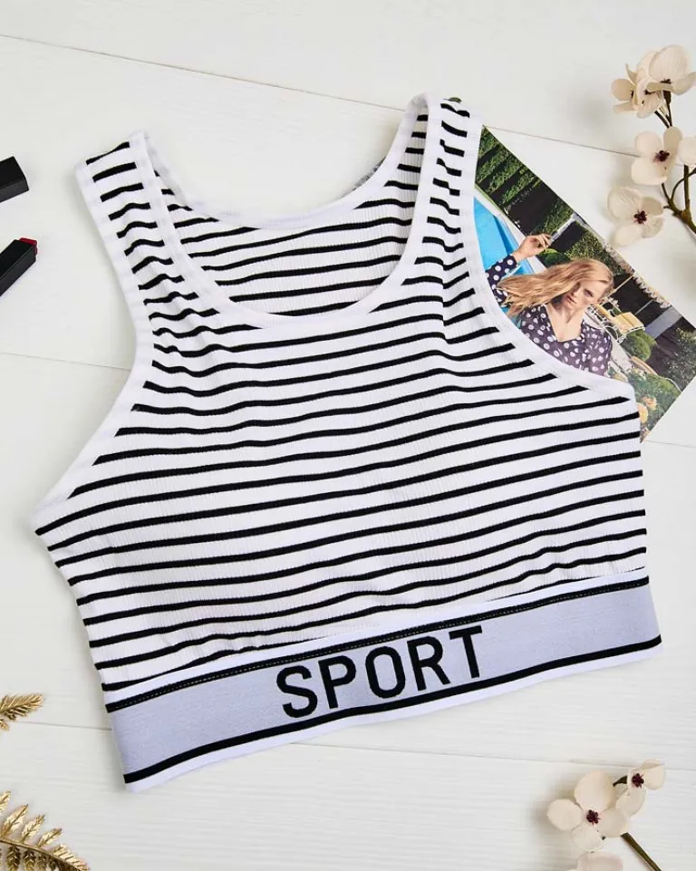Sale Damski biustonosz sportowy w paski Sportowe