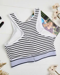 Sale Damski biustonosz sportowy w paski Sportowe