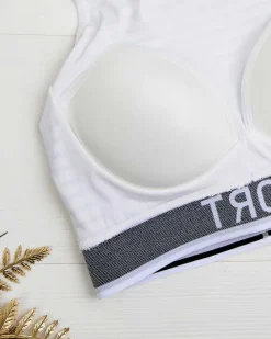 Sale Damski biustonosz sportowy w paski Sportowe