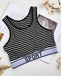 Clearance Damski biustonosz sportowy w paski Sportowe