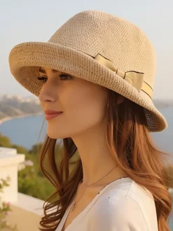 Best Damski kapelusz zdobiony kokardką Summer Grace Damskie Czapki I Kapelusze