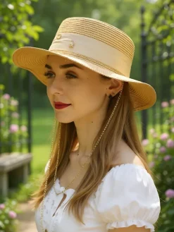 Sale Damski kapelusz słomiany Grace Ribbon Damskie Czapki I Kapelusze