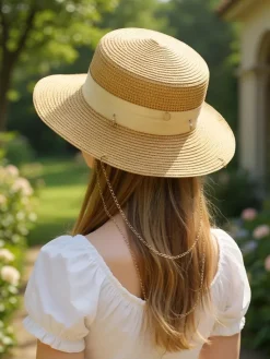 Sale Damski kapelusz słomiany Grace Ribbon Damskie Czapki I Kapelusze