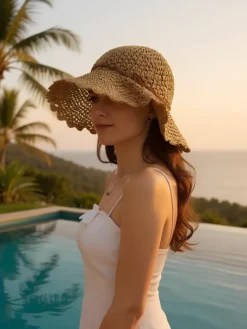 Best Damski kapelusz słomiany Whisper Bow Damskie Czapki I Kapelusze