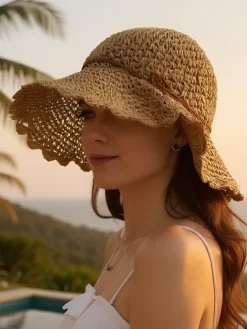 Best Damski kapelusz słomiany Whisper Bow Damskie Czapki I Kapelusze