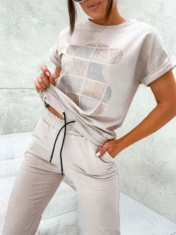 Outlet Damski komplet z cyrkoniami Damskie Komplety Damskie|Bluzki / Koszule / Koszulki