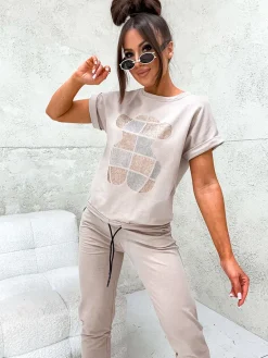 Outlet Damski komplet z cyrkoniami Damskie Komplety Damskie|Bluzki / Koszule / Koszulki