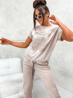 Outlet Damski komplet z cyrkoniami Damskie Komplety Damskie|Bluzki / Koszule / Koszulki