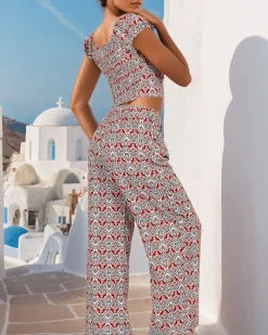 Damski komplet z tkaniny Damskie Komplety Damskie|Bluzki / Koszule / Koszulki