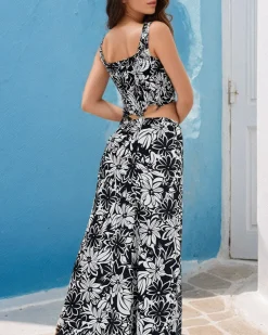 New Damski komplet z printem w kwiaty Damskie Komplety Damskie