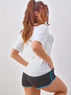 Clearance Damski komplet sportowy z t-shirtem i krótkimi spodenkami Hello Summer Damskie Komplety Damskie