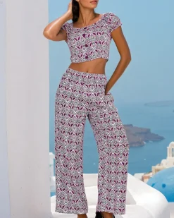 Online Damski komplet z tkaniny Damskie Komplety Damskie|Bluzki / Koszule / Koszulki