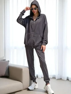 Hot Damski komplet a'la welur Damskie Komplety Damskie