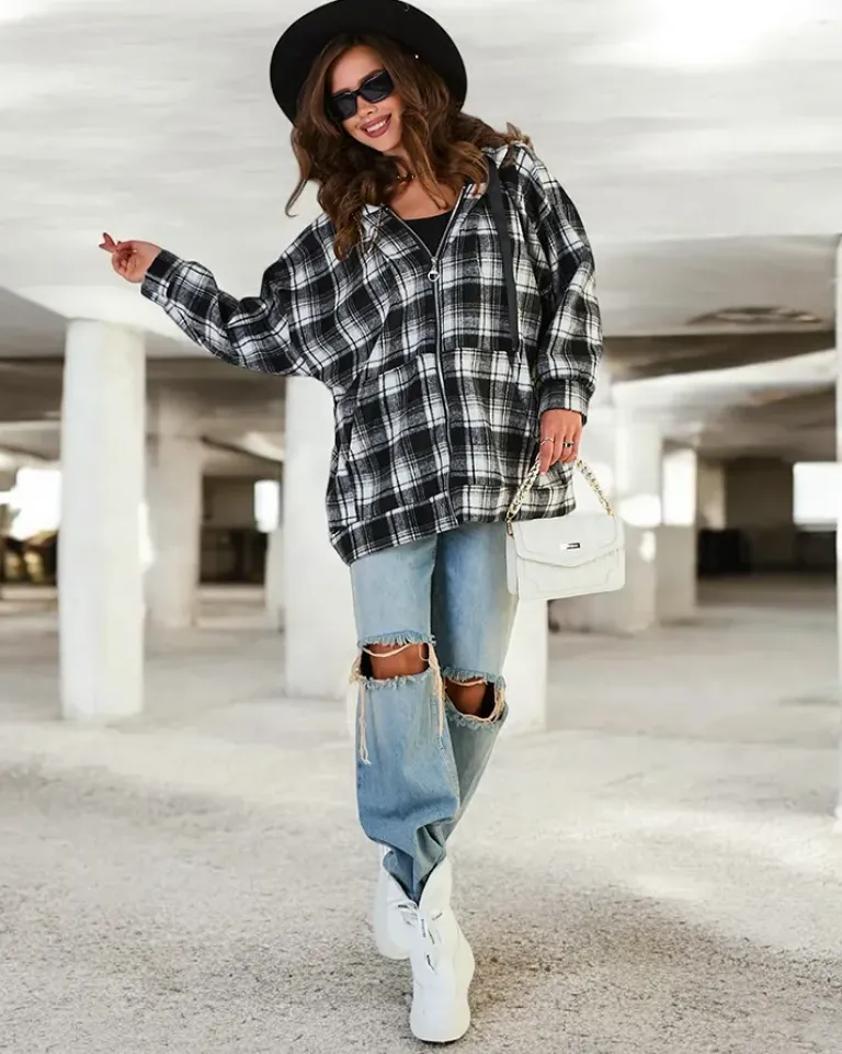 Online Damski płaszcz typu koszula Kurtki / Marynarki / Płaszcze