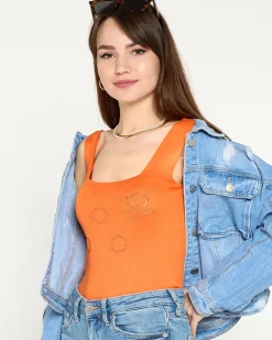 Clearance Damski top ze złotymi cyrkoniami Bluzki / Koszule / Koszulki