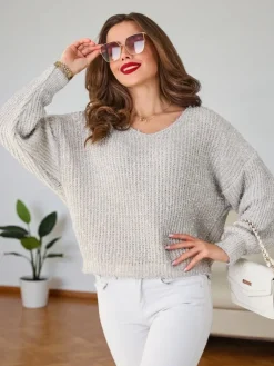 Clearance Damski sweter z błyszczącą nicią Swetry