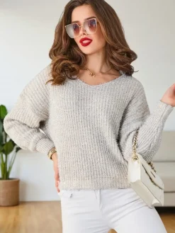 Clearance Damski sweter z błyszczącą nicią Swetry