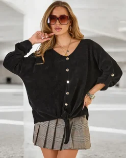 Outlet Damski sweter z wiązaniem Swetry