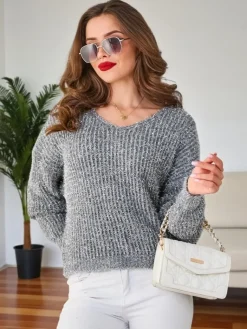 Clearance Damski sweter z błyszczącą nicią Swetry