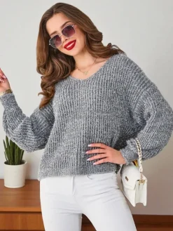 Clearance Damski sweter z błyszczącą nicią Swetry