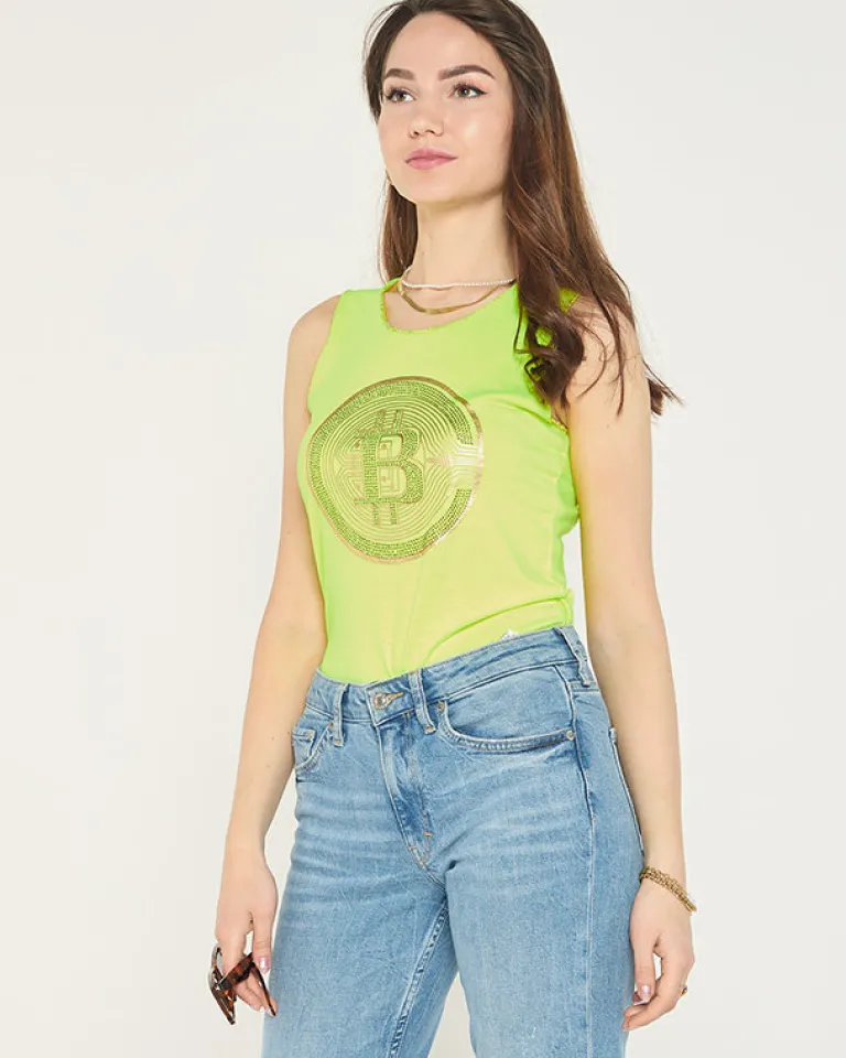 Outlet Damski top w kolorze owym żółtym Bluzki / Koszule / Koszulki